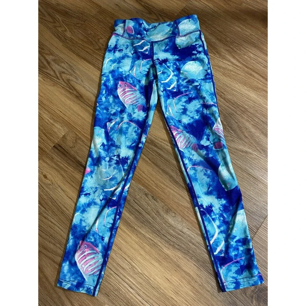 Champion Girl 7/8 Legging Blue Fish Pattern Polyester Spandex